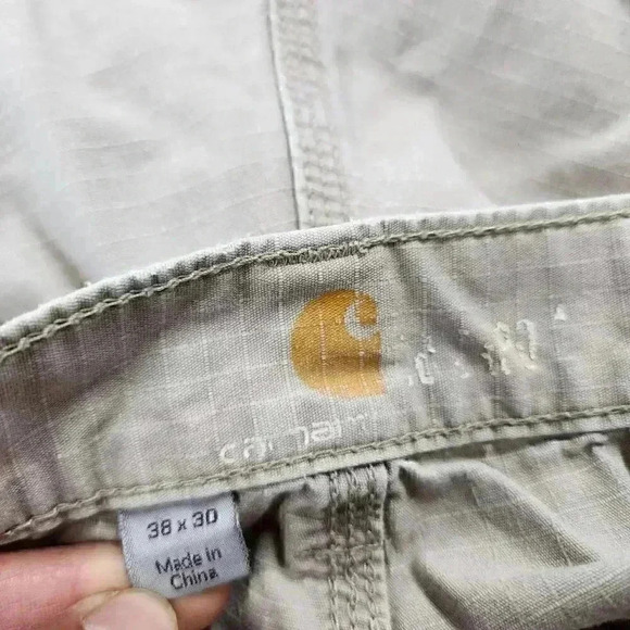 Carhartt Beige Straight Leg Relaxed Fit Men's Carpenter Pants 38x30 - Picture 7 of 10
